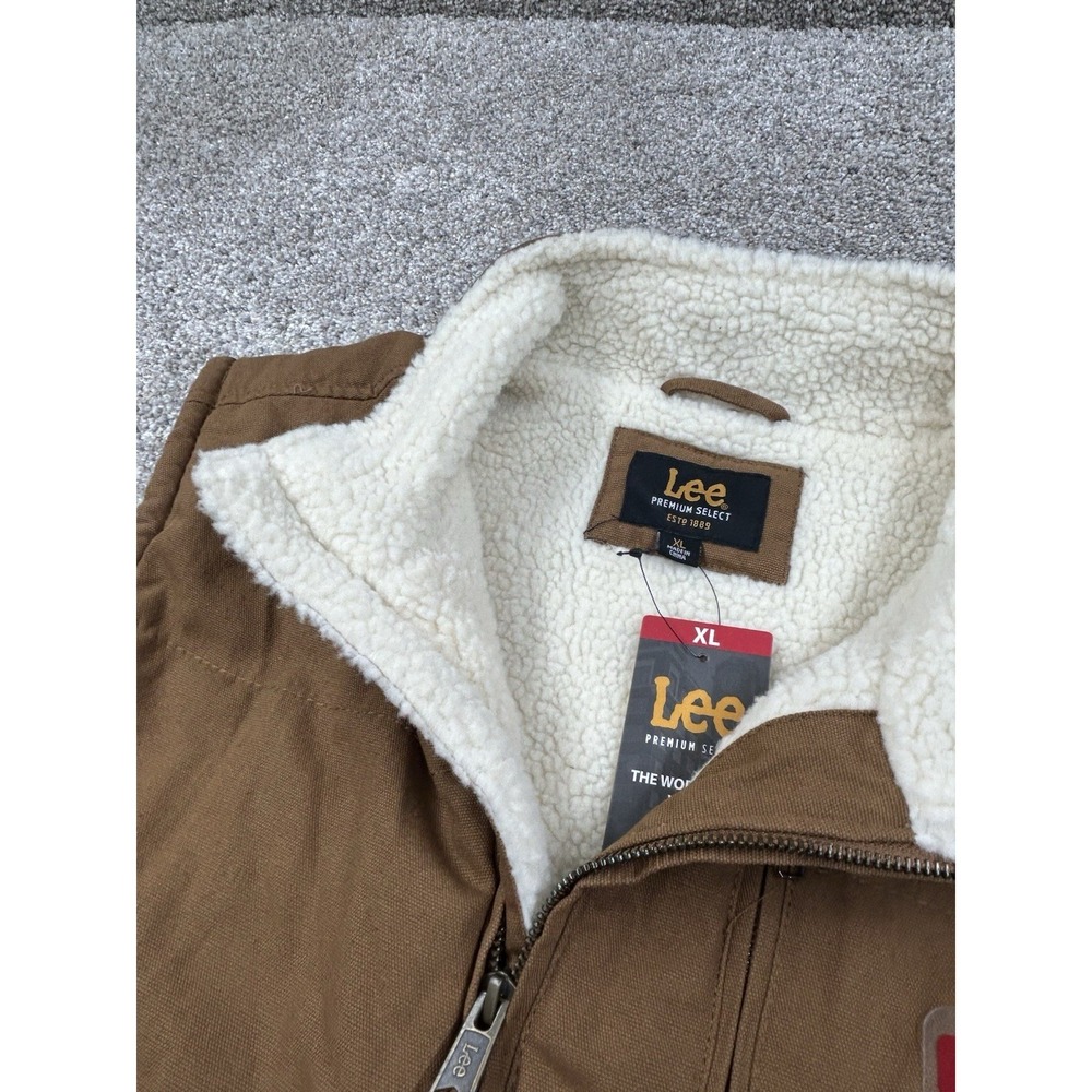Lee Premium Select Vest Men‎ XL Tobacco Canvas Sherpa Lined Insulated Zip-NWT
